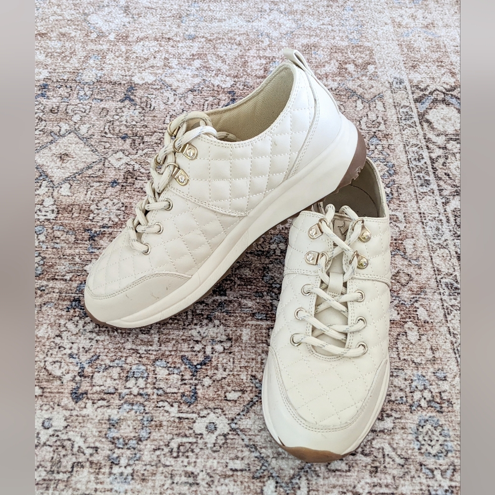 Rachel Zoe Cream Quilted Sneakers